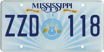 MS license plate ZZD118