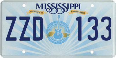 MS license plate ZZD133