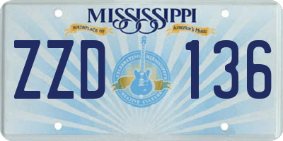 MS license plate ZZD136