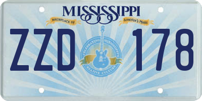 MS license plate ZZD178