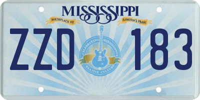 MS license plate ZZD183