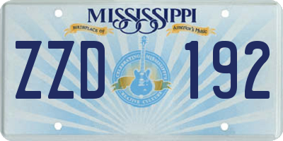 MS license plate ZZD192