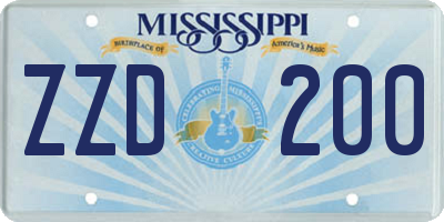 MS license plate ZZD200