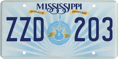 MS license plate ZZD203