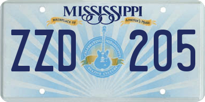 MS license plate ZZD205