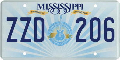 MS license plate ZZD206