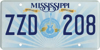 MS license plate ZZD208