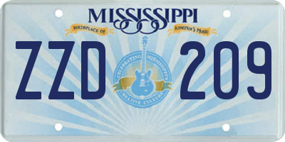 MS license plate ZZD209
