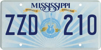 MS license plate ZZD210