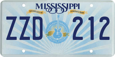 MS license plate ZZD212