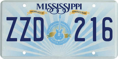 MS license plate ZZD216