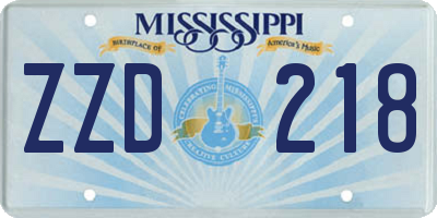 MS license plate ZZD218