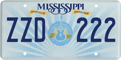 MS license plate ZZD222