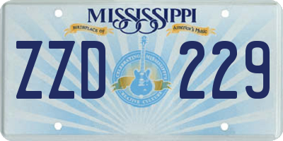 MS license plate ZZD229