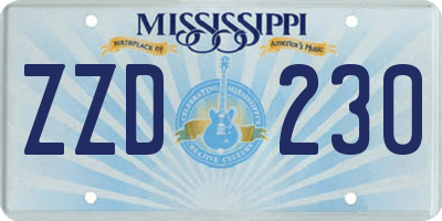 MS license plate ZZD230