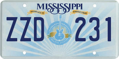 MS license plate ZZD231