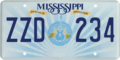 MS license plate ZZD234