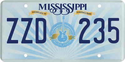 MS license plate ZZD235