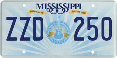 MS license plate ZZD250