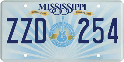 MS license plate ZZD254