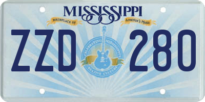 MS license plate ZZD280
