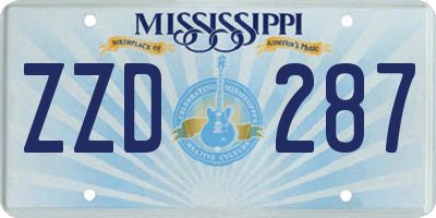 MS license plate ZZD287