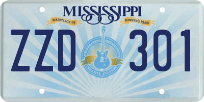 MS license plate ZZD301