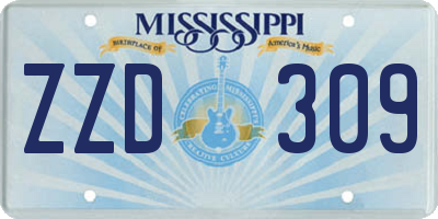 MS license plate ZZD309