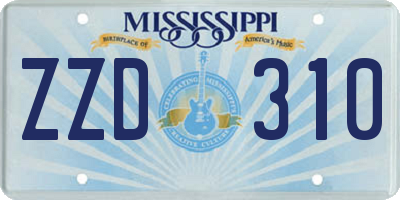 MS license plate ZZD310