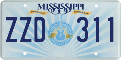 MS license plate ZZD311