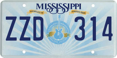 MS license plate ZZD314