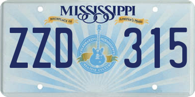 MS license plate ZZD315
