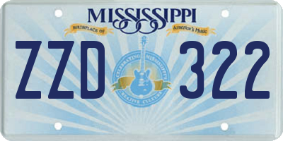MS license plate ZZD322
