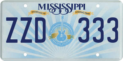 MS license plate ZZD333