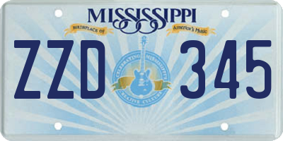 MS license plate ZZD345