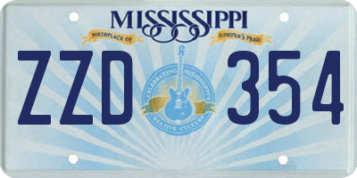 MS license plate ZZD354