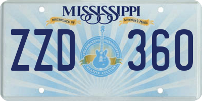 MS license plate ZZD360