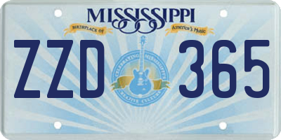 MS license plate ZZD365