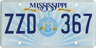 MS license plate ZZD367