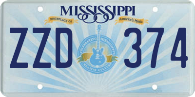 MS license plate ZZD374