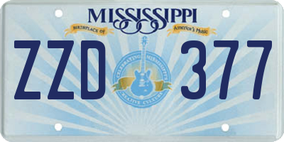 MS license plate ZZD377