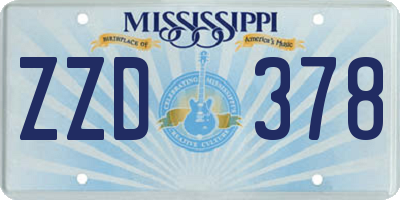 MS license plate ZZD378