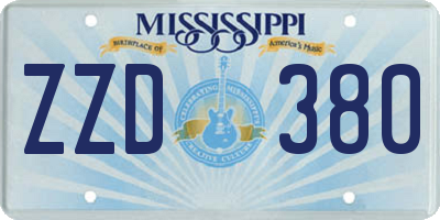 MS license plate ZZD380