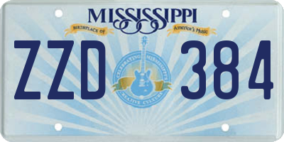 MS license plate ZZD384