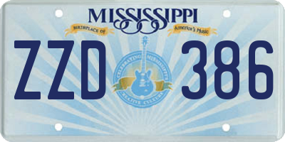 MS license plate ZZD386
