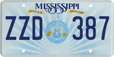 MS license plate ZZD387