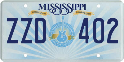 MS license plate ZZD402