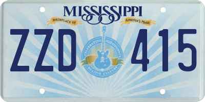 MS license plate ZZD415