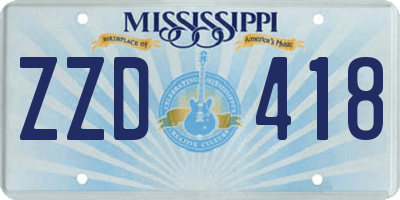 MS license plate ZZD418