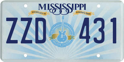 MS license plate ZZD431